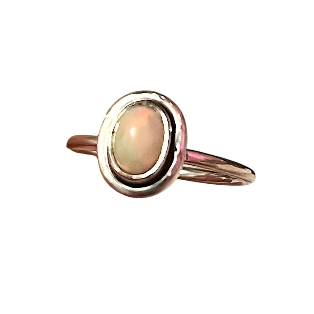 Genuine Ethiopian Opal Sterling Silver Ring Size 7